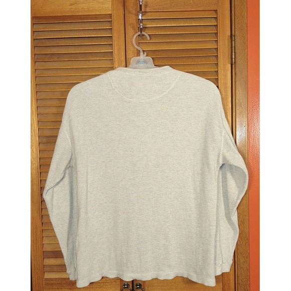 Vintage Thermal Waffle Knit Henley Shirt Heather Gray Cotton Blend - Size XL - Picture 3 of 7